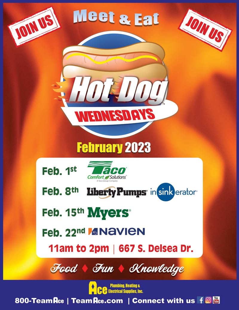 Ace Meet and Eat Hot Dog Wednesdays February 2023 Schedule